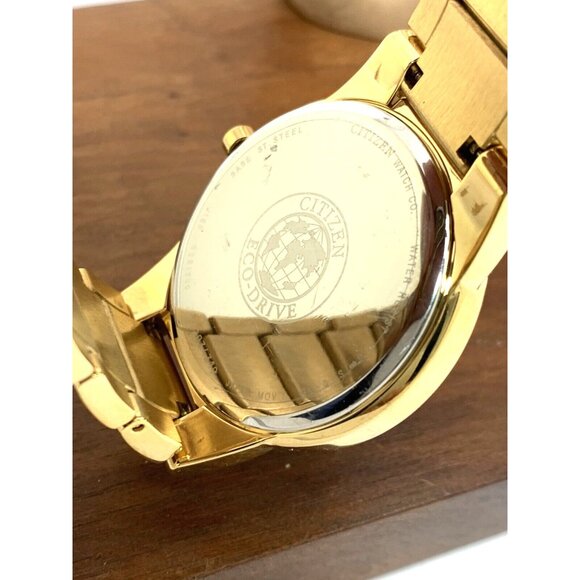 Citizen Men's Watch AU1062-56G Eco Drive Diamond Accent Black Dial Gold Steel - Picture 6 of 13
